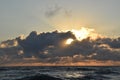 Sunrise on  Vilano Beach Florida with waves crashing on the shore. Royalty Free Stock Photo