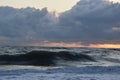 Sunrise on  Vilano Beach Florida with waves crashing on the shore. Royalty Free Stock Photo