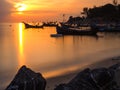 Sunrise atmosphere fishing village area Royalty Free Stock Photo