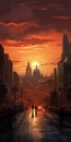 Sunrise In An Autumn City: A Classicism Image Of Charming Soviet Social Realism