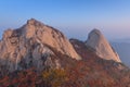 Sunrise of Baegundae peak, Autumn Season at Bukhansan mountains