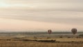 Sunrise Balloons Over Masai Mara During Migration Royalty Free Stock Photo