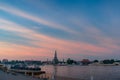 Sunrise in Bangkok with view of Temple of Dawn Royalty Free Stock Photo