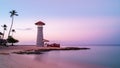 Sunrise at Bayahibe beach with smooth water, La Romana, Dominican republic