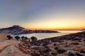 The sunrise at the beach Agios Sostis of Serifos island in Cyclades, Greece