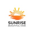 Sunrise beach light logo design template inspiration