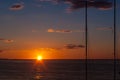 Sunrise on the beach with two catamarans stranded on the shore in Mojacar Almeria Royalty Free Stock Photo