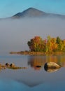 Sunrise on a beautiful fall morning at the lake in Woodstock Vermont