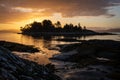 Sunrise Behind Island at Zetland Pier, County Cork