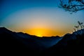 Sunrise behind the mountains of Rishikesh