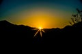 Sunrise behind the mountains of Rishikesh