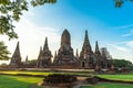 sunrise behind the s pagoda of wat Ckaiwatthanaram