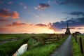 Sunrise behind windmill, Netherlands Royalty Free Stock Photo