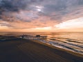 Sunrise at Belmar Beach with heavy clouds from above Royalty Free Stock Photo