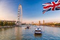 Sunrise with Big Ben, Palace of Westminster, London Eye, Westminster Bridge, River Thames, London, England, UK. Royalty Free Stock Photo