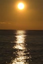 Sunrise on Black Sea with seagull silhouette