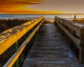 Sunrise on Boardwalk on Fernandina Beach Royalty Free Stock Photo