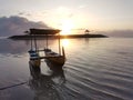 Sunrise boat beach sea gazebo