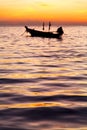 Sunrise boat and sea in china sea Royalty Free Stock Photo