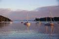 Sunrise and boats in the harbour of Mangonui, New Zealand