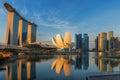 Sunrise and bridge in Singapore City with panorama view Royalty Free Stock Photo