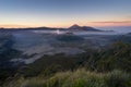 Sunrise at Bromo active volcano mountain, East Java, Indonesia Royalty Free Stock Photo