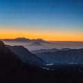 Sunrise at the Bromo Tengger Semeru National Park on the Java Island, Indonesia. View on the Bromo or Gunung Bromo on Royalty Free Stock Photo