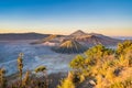 Sunrise at the Bromo Tengger Semeru National Park on the Java Island, Indonesia. View on the Bromo or Gunung Bromo on Royalty Free Stock Photo