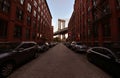 Sunrise in Brooklyn, New York, view from Dumbo touristic area and main landmarks