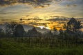 Sunrise of Bukit Barisan From a Field, Limapuluh Kota, Sumbar, Indonesia Royalty Free Stock Photo