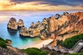 Sunrise at Camilo Beach, Lagos, Portugal Royalty Free Stock Photo