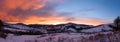 Sunrise Carpathian mountain winter panorama. Royalty Free Stock Photo