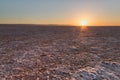 Sunrise at Chott El Djerid - salt lake in Tunisia in Sahara Desert Royalty Free Stock Photo