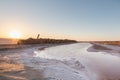 Sunrise at Chott El Djerid - salt lake in Tunisia in Sahara Desert Royalty Free Stock Photo