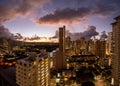 Sunrise cityscape of Waikiki towards the Diamond Head crater in Oahu Royalty Free Stock Photo