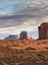 Sunrise with clouds at Monument Valley. Royalty Free Stock Photo