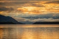 Sunrise with clouds at Naknek Lake in Brooks Falls camp, Alaska Royalty Free Stock Photo