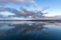 Sunrise on clouds and reflection over lake, Japan Royalty Free Stock Photo