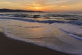 Sunrise on the coast of Sunny Beach in Bulgaria Royalty Free Stock Photo