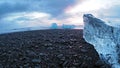 Sunrise colors icebergs at Diamond beach Iceland Royalty Free Stock Photo