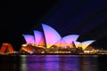 Sunrise colours on the Sydney Opera House, Vivid 2016 Royalty Free Stock Photo