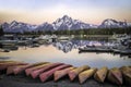 Sunrise on Colter Bay Marina Royalty Free Stock Photo