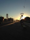 Sunrise on Coney Island Boardwalk. Royalty Free Stock Photo