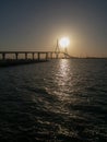 Sunrise on the Constitution bridge, called La Pepa, in the Bay of CÃÂ¡diz, Andalusia. Spain.