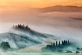 Sunrise in countryside of Tuscany, Italy Royalty Free Stock Photo