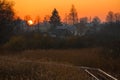 Sunrise in the countryside, Zuvintas nature reserve, Lithuania, rural landscape Royalty Free Stock Photo