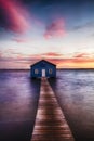 Sunrise at the Crawly Boat shed Royalty Free Stock Photo