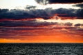 Sunrise with dark dramatic clouds in miami beach