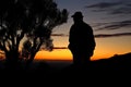 Sunrise dawn old man silhouette Royalty Free Stock Photo