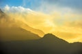 Sunrise dawn sunset dusk hillside terraced fields scenery of beautiful Sapa Vietnam Asia Royalty Free Stock Photo